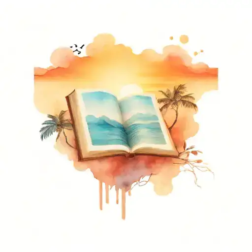 book and sunrise integrated tattoo design idea
