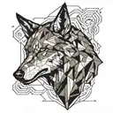 polygon wolf howling tattoo design idea