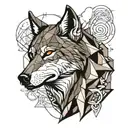 polygon wolf howling tattoo design idea
