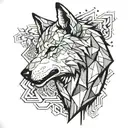 polygon wolf howling tattoo design idea