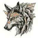polygon wolf howling tattoo design idea