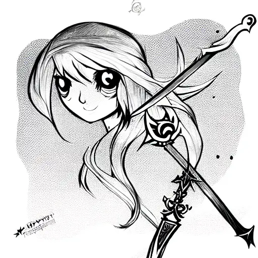 star butterfly with sword tattoo design idea
