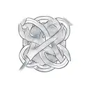 A minimalist sketch of a care symbol intertwined with the iconic logo of Ajax, symbolizing the client's passion for both tattoo design idea