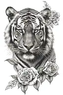 tiger and rose tattoo design idea
