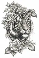 tiger and rose tattoo design idea