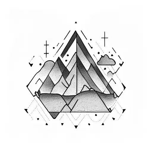 blackberry mountain sunrise tattoo design idea