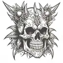 Skull with spikes tattoo design idea