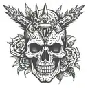 Skull with spikes tattoo design idea