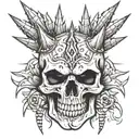 Skull with spikes tattoo design idea