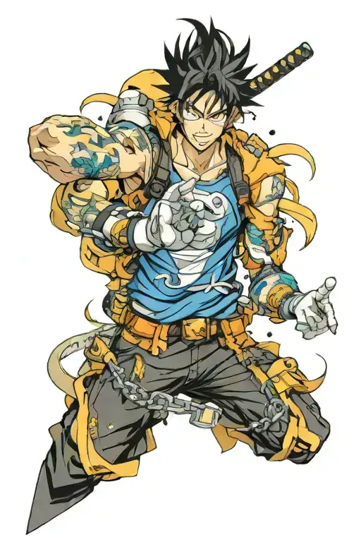 Full anime arm sleeve tattoo design idea