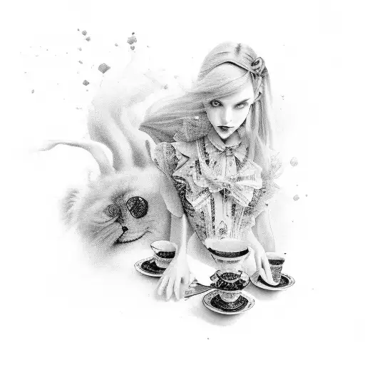 Alice un Wonderland elements of the Game and of the movie tattoo design idea