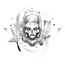 Abstract with knife and chef theme who belives in love of fate tattoo design idea