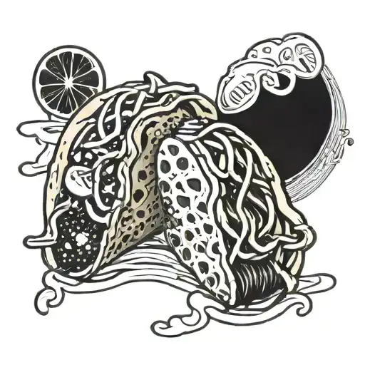 A taco and waffle intertwined to create a unique pattern tattoo design idea