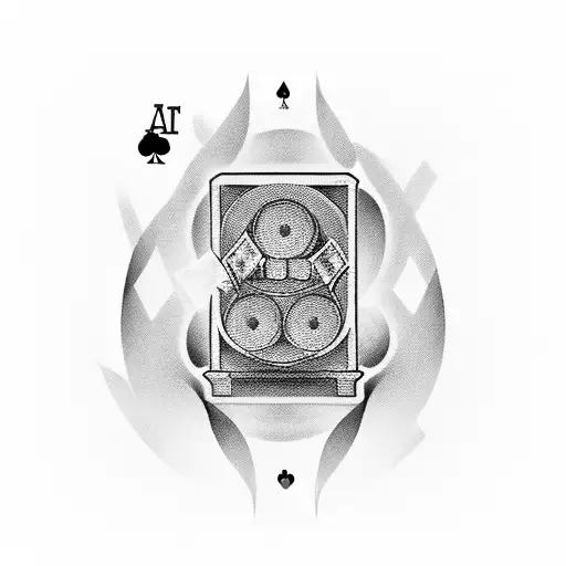 loud speaker and poker and family and love tattoo design idea