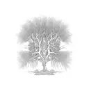 A willow tree with intricate branches intertwined with the journey of life, symbolizing the struggles and freedom we face along the way tattoo design idea