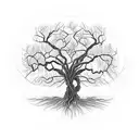 A willow tree with intricate branches intertwined with the journey of life, symbolizing the struggles and freedom we face along the way tattoo design idea