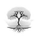 A willow tree with intricate branches intertwined with the journey of life, symbolizing the struggles and freedom we face along the way tattoo design idea