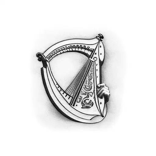 Gaelic harp tattoo design idea