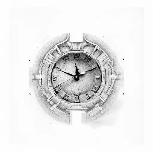 ojo adentro de un reloj y abajo una paloma tattoo design idea
