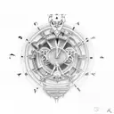 reloj y paloma tattoo design idea