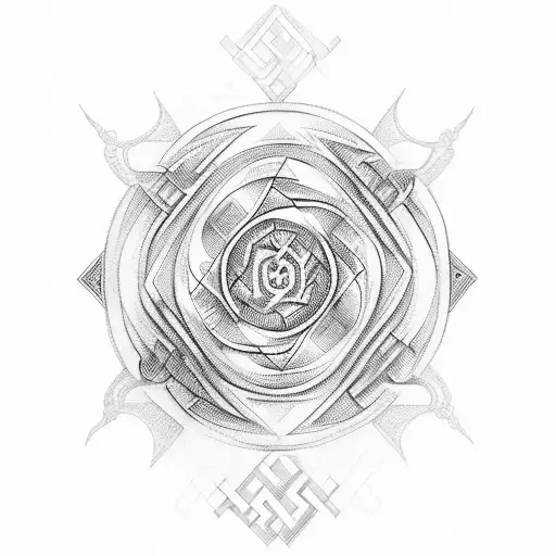 An intricate labyrinth using the words areté,  tattoo design idea