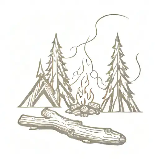 camp fire, two logs crossing each other tattoo design idea