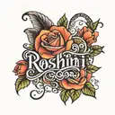 roshni name written inside representing your love you tattoo design idea