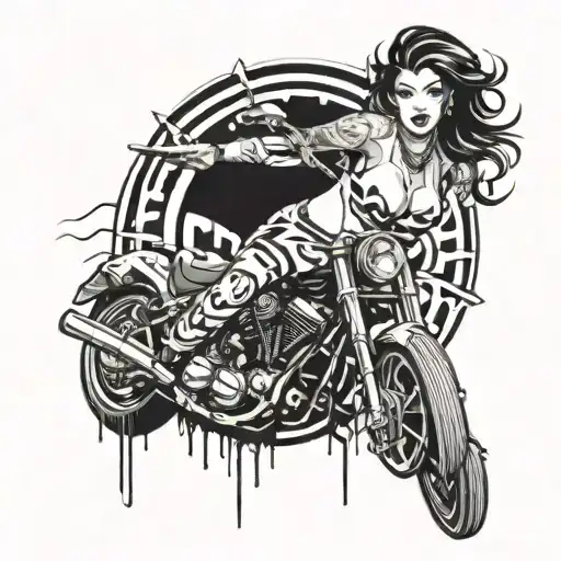 transexual cross dresser exotice dancer girl buxom huge cleavage well endowed shotgun motorcycle voluptuous dripping tattoo design idea