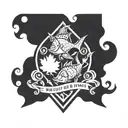 three Maple Leafs fish in a circle.  fishing hooks sticks, trees, water  tattoo design idea