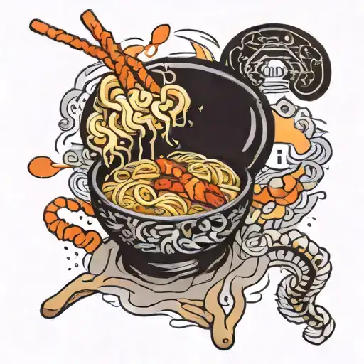 ramen wrapped around hot Cheetos tattoo design idea