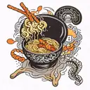 ramen wrapped around hot Cheetos tattoo design idea
