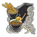 ramen wrapped around hot Cheetos tattoo design idea