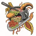 ramen wrapped around hot Cheetos tattoo design idea