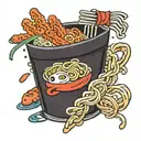 ramen wrapped around hot Cheetos tattoo design idea