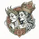 Crying queen with Zweihander beneath tattoo design idea