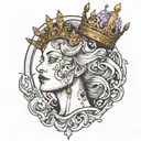 Crying queen with Zweihander beneath tattoo design idea