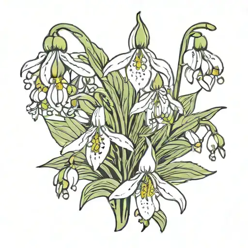  snowdrop flower, lily of the valley flower miracle flower honeysuckle flower tattoo design idea