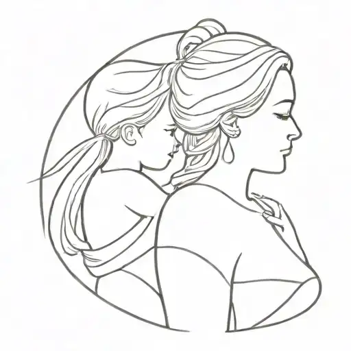 mom and daughter tattoo design idea