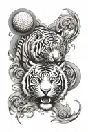 White Tiger Golf ball breaking tattoo design idea