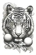 White Tiger Golf ball breaking tattoo design idea