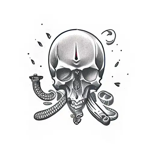 skull dagger snake tattoo design idea