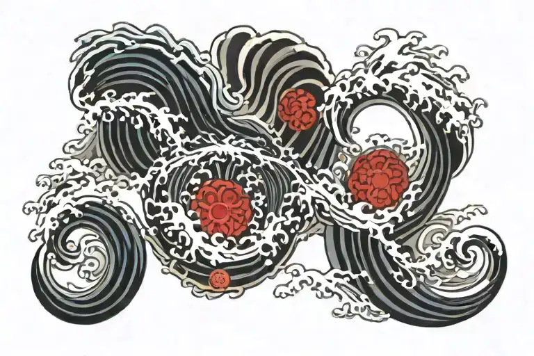 Wind bars and waves tattoo design idea