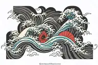 Wind bars and waves tattoo design idea