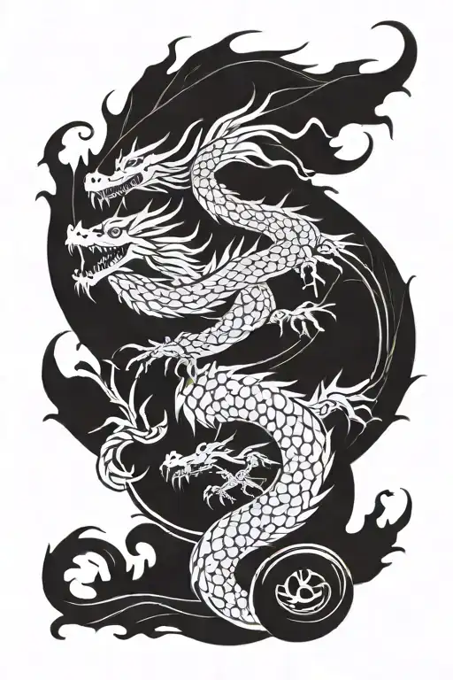 Dragon curled tattoo design idea
