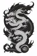 Dragon curled tattoo design idea