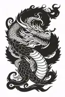 Dragon curled tattoo design idea