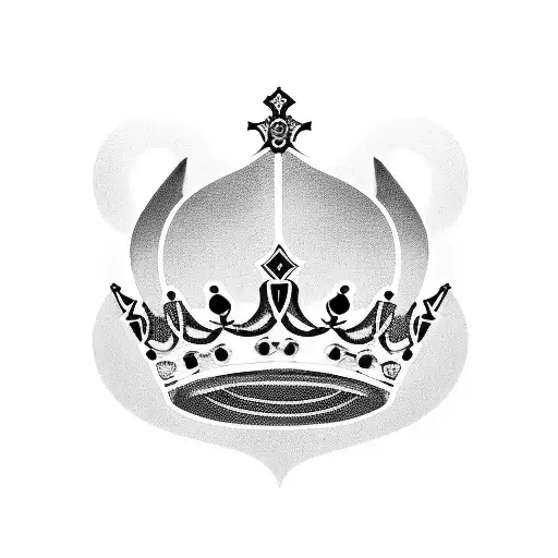 crown with cursive letter R tattoo design idea