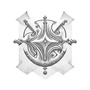 crown over cursive letter R tattoo design idea