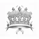 crown over cursive letter R tattoo design idea