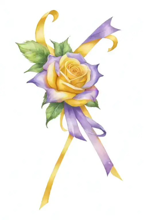 yellow rose purple ribbon and cross tattoo tattoo design idea